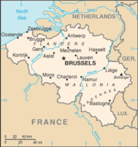 Brussels, Antwerp (Antwerpen), Ghent (Gent), Charleroi, Liège, Bruges (Brugge) and Namur are the seven largest cities of Belgium, with populations above 100,000
